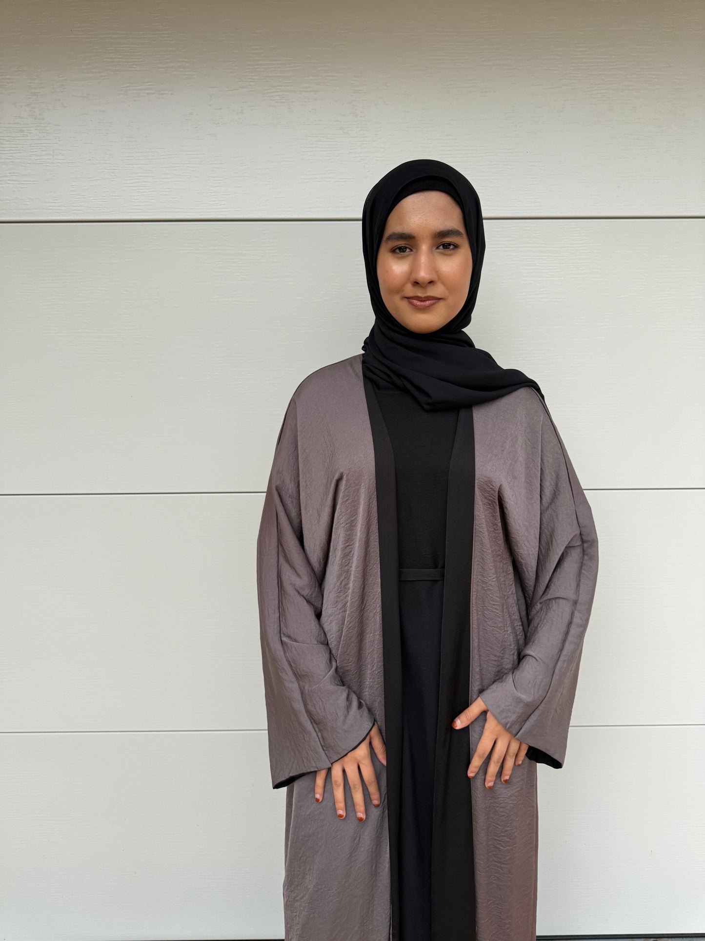 Maryam Jacket Abaya - Black & Grey (reversible)
