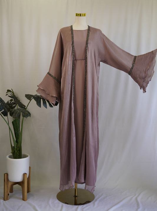 Amaara Jacket Abaya - Dusty Pink