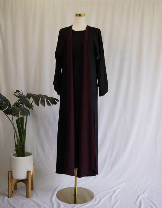 Maryam Jacket Abaya - Black & Plum (reversible)