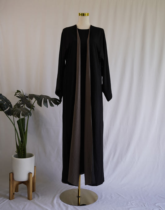 Maryam Jacket Abaya - Black & Grey (reversible)