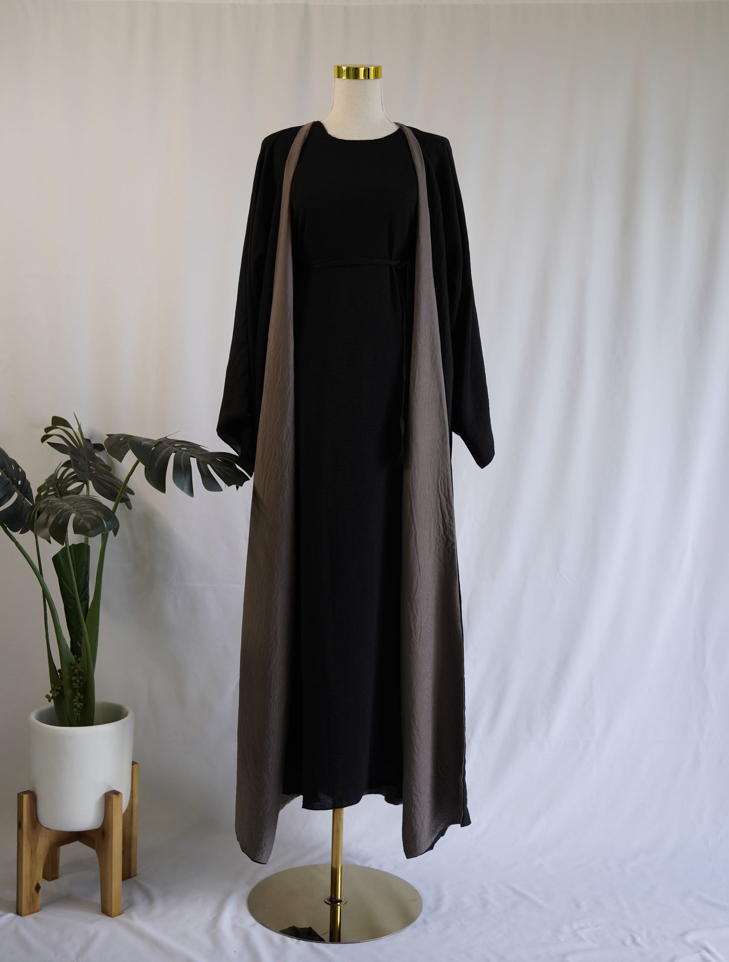 Maryam Jacket Abaya - Black & Grey (reversible)