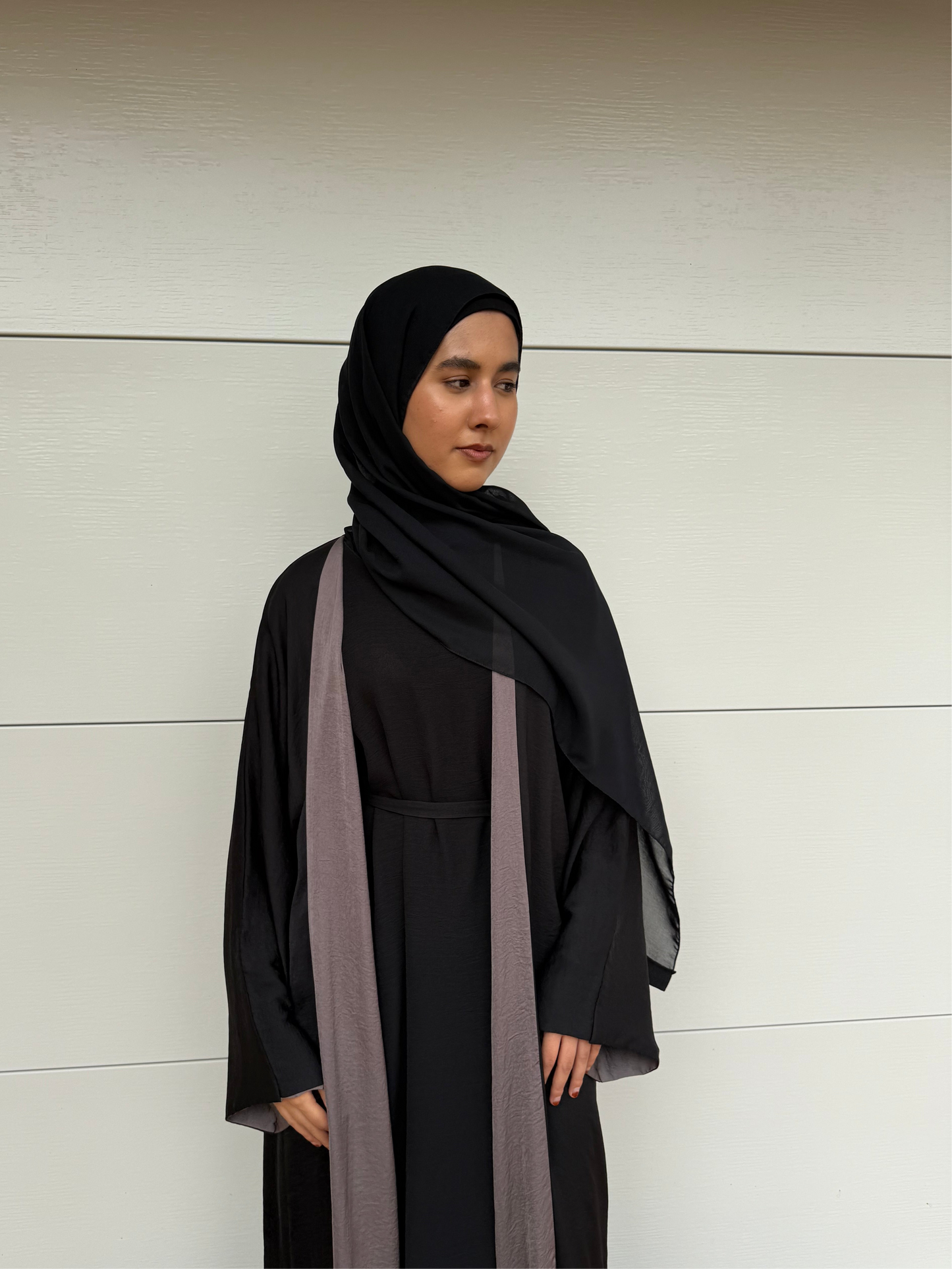 Maryam Jacket Abaya - Black & Grey (reversible)