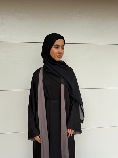 Maryam Jacket Abaya - Black & Grey (reversible)