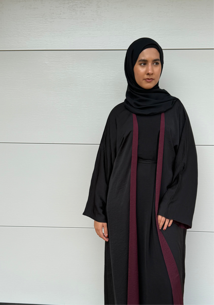Maryam Jacket Abaya - Black & Plum (reversible)