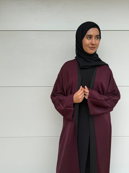 Maryam Jacket Abaya - Black & Plum (reversible)