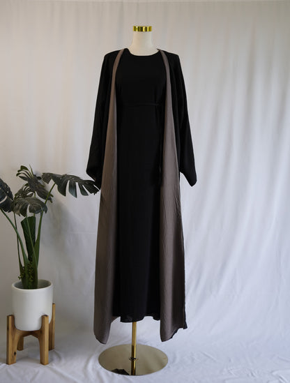Maryam Jacket Abaya - Black & Grey (reversible)