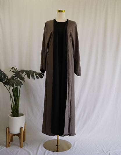 Maryam Jacket Abaya - Black & Grey (reversible)